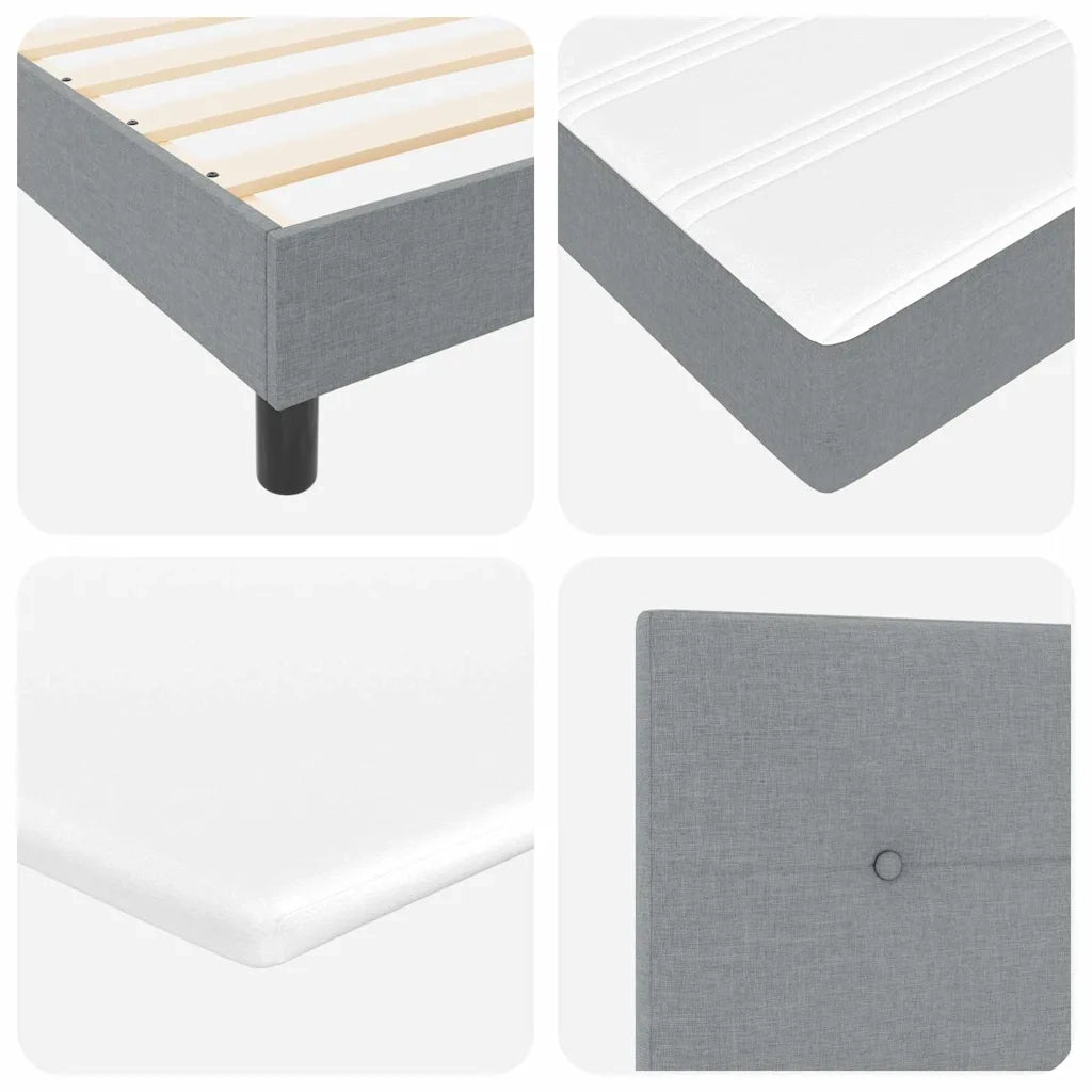 Letto a molle con testiera Grigio chiaro 200 x 200 cm Tessuto 3341069