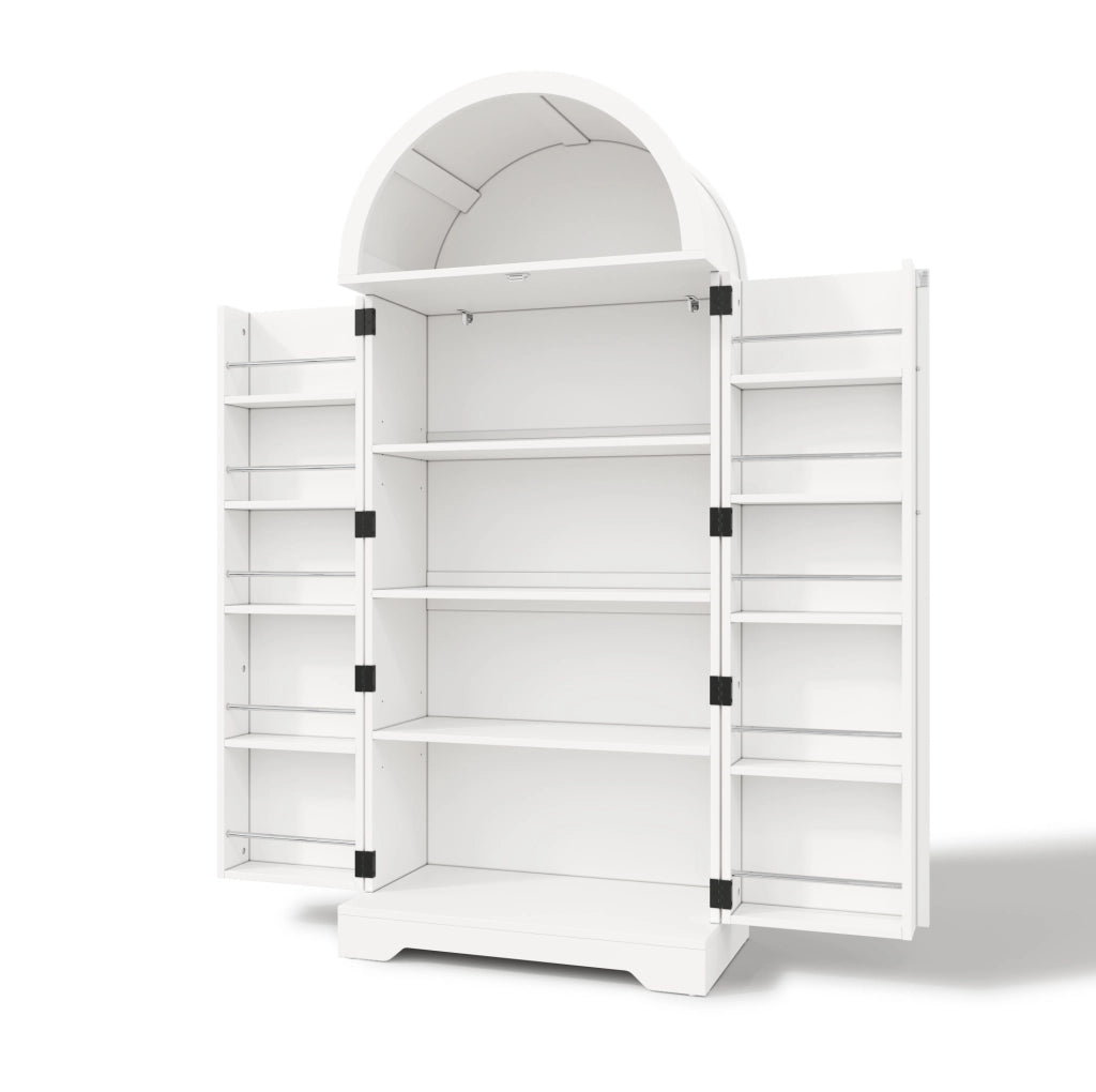 Vetrina 70x40x165 cm con ripiani e vani aperti in MDF bianco