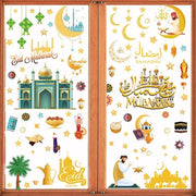 Sticker per finestra Ramadan Eid Mubarak, 121 pezzi decorazione finestra immagine Eid Mubarak, decorazione per finestra Ramadan Eid Mubarak con stella e luna, decorazioni per finestra Ramadan Eid Mubarak, decorazione per finestra musulmana