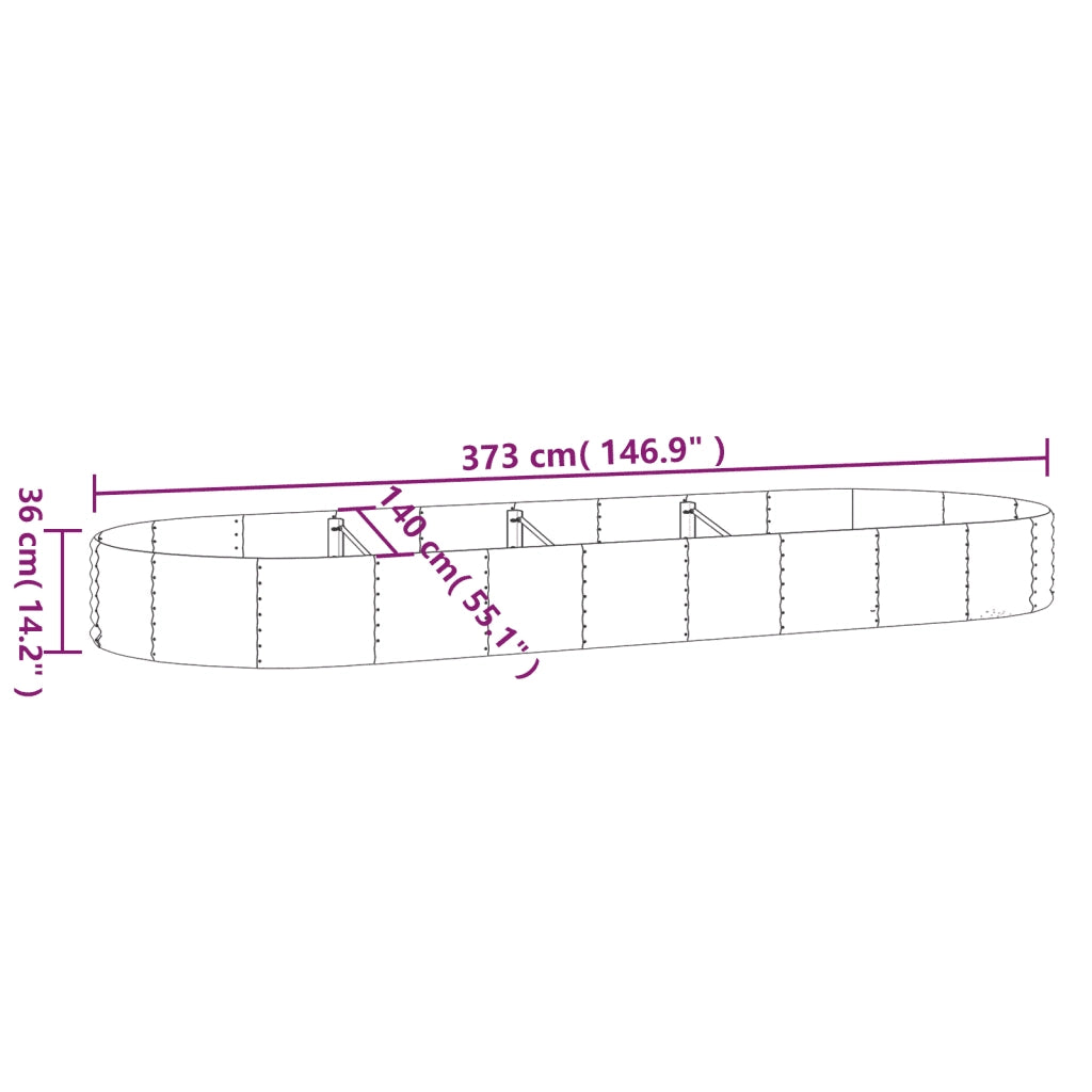 Letto Giardino Acciaio Zincato 373x140x36 cm Marrone 319035