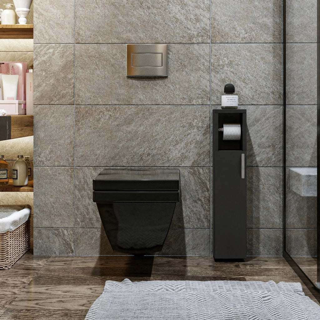 Portarotolo in legno "Star" - 15 x 12 x 65 cm - Grigio antracite