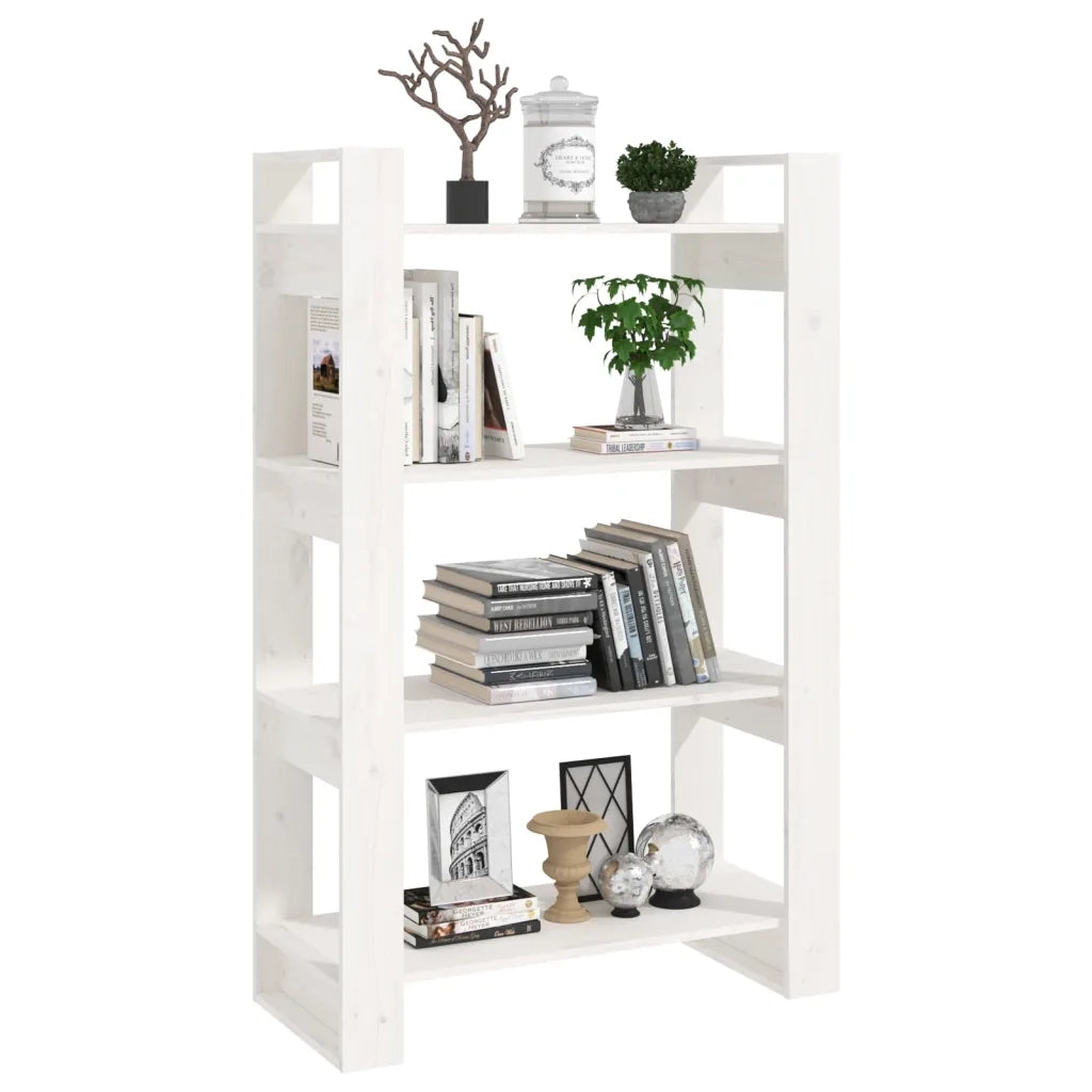 Libreria/Divisorio Bianco 80x35x125 cm Legno Massello di Pino 813905