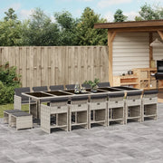 Set da Pranzo da Giardino 17pz con Cuscini Grigio in Polyrattan