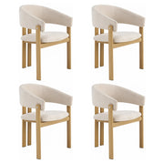 Set di 6 sedie da pranzo con braccioli ergonomici - in metallo effetto legno e lino beige