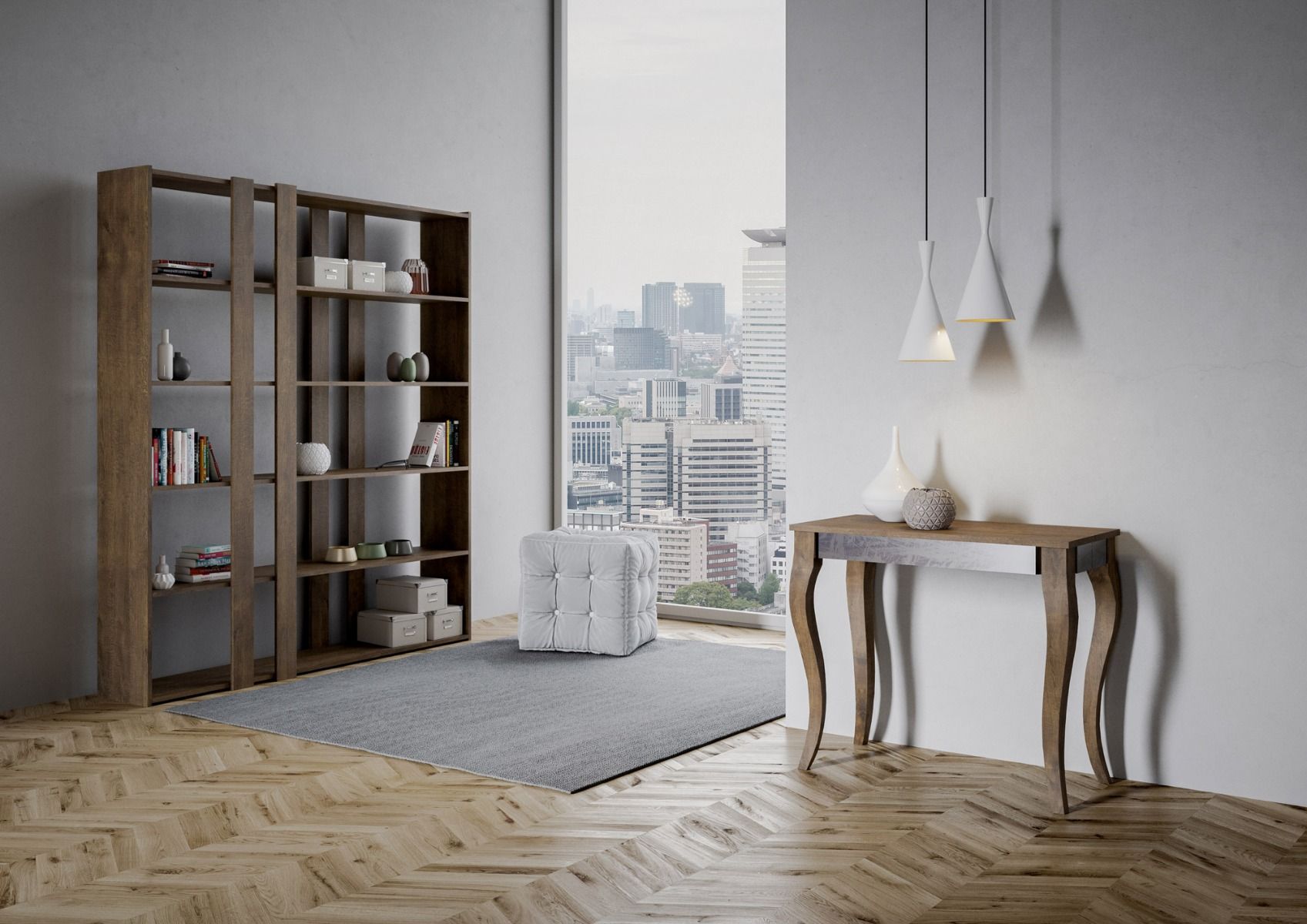 Consolle Allungabile 90-300x40x77 cm in Nobilitato Marrone