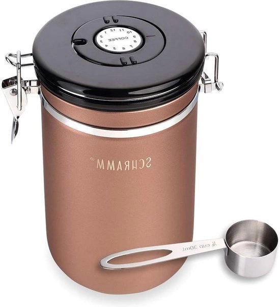 Ciotola per Caffè 1800 ml Cucchiaio di Misura Altezza 18 cm Acciaio Inossidabile Colore Bronzo