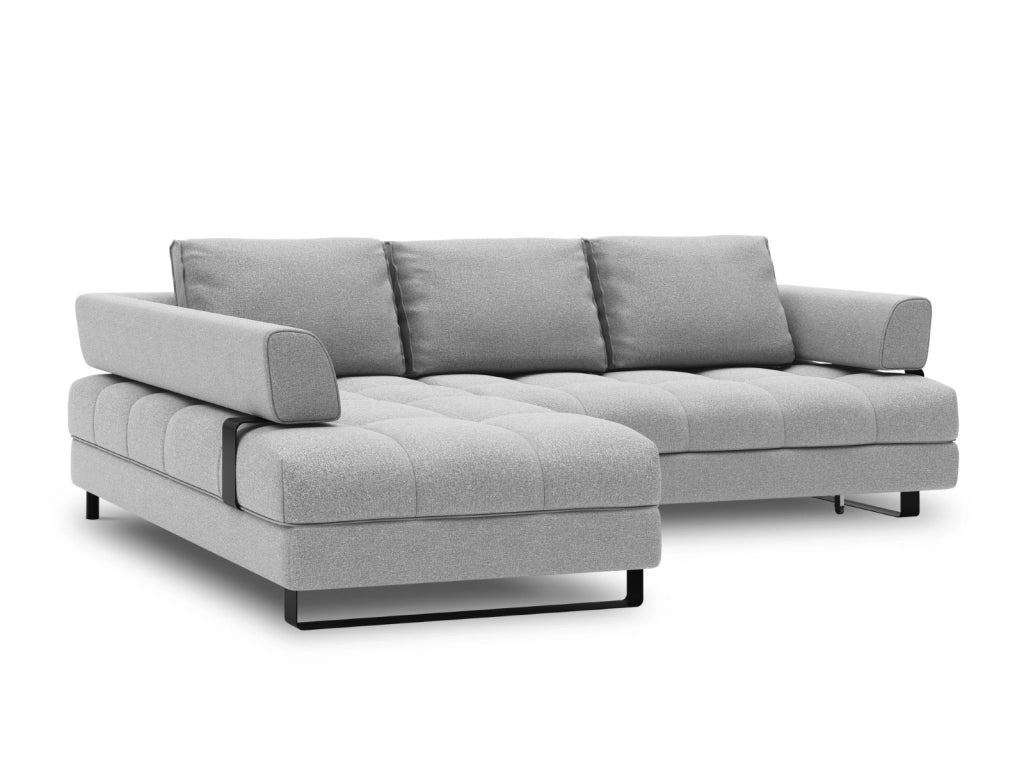 Cosmopolitan Design - Divano convertibile angolare sinistro con box "Clinton" 5 posti in tessuto strutturato grigio 