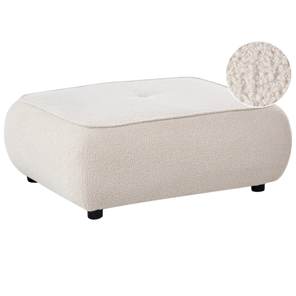 Pouf quadrato in tessuto bianco sporco imbottitura di qualità decorativo stile Moderno per soggiorno