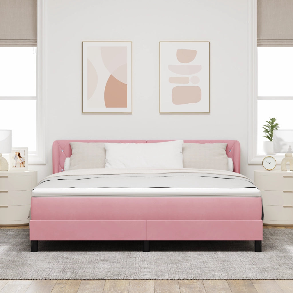 Letto a Molle a Tasca con Materasso Rosa 180x200 cm Velluto