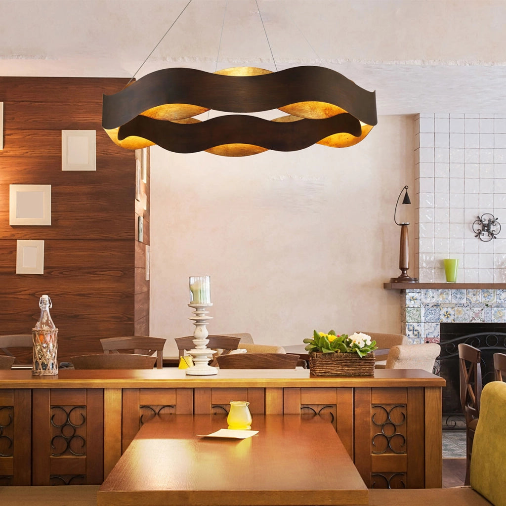 Lampada sospesa moderna tonda Ø85 bronzo oro LED 105W Vaughan