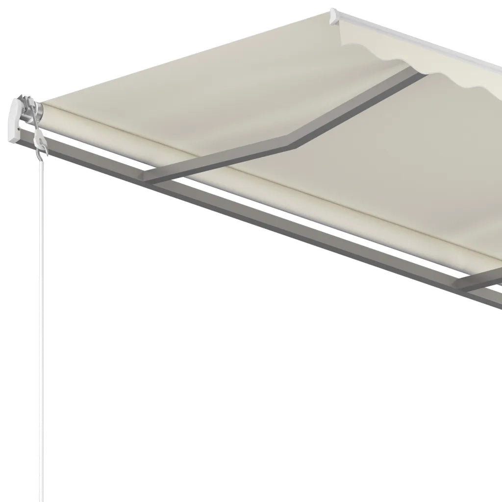 Tenda da Sole Retrattile Manuale con Pali 3,5x2,5 m Crema 3069917