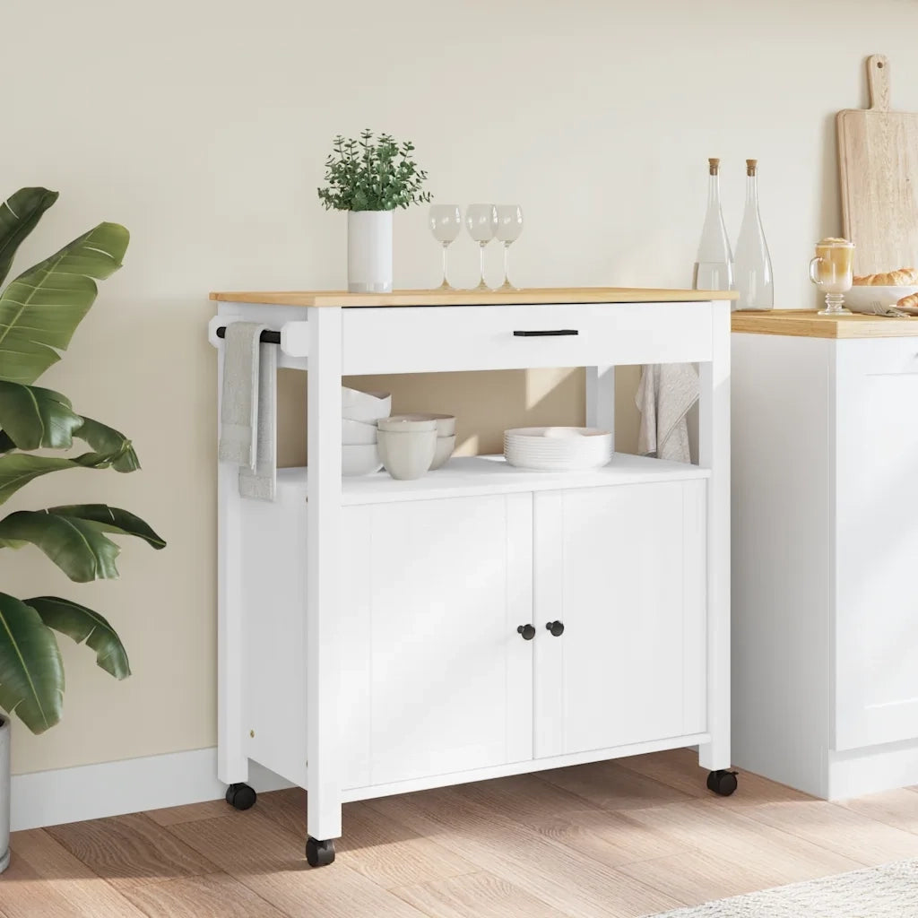 Carrello da Cucina-Scaffale per Cucina MONZA 84x40x88,5 cm in Legno Massello di Pino 502511