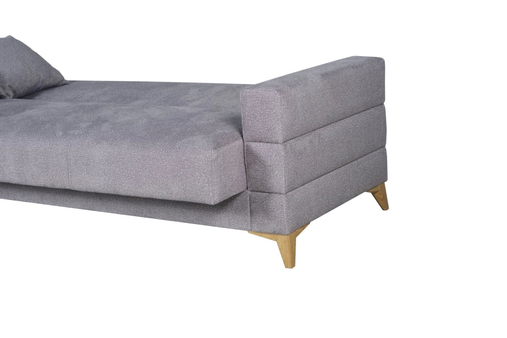Nogara, Divano Letto 3 Posti Contenitore, 222x88 cm Grigio