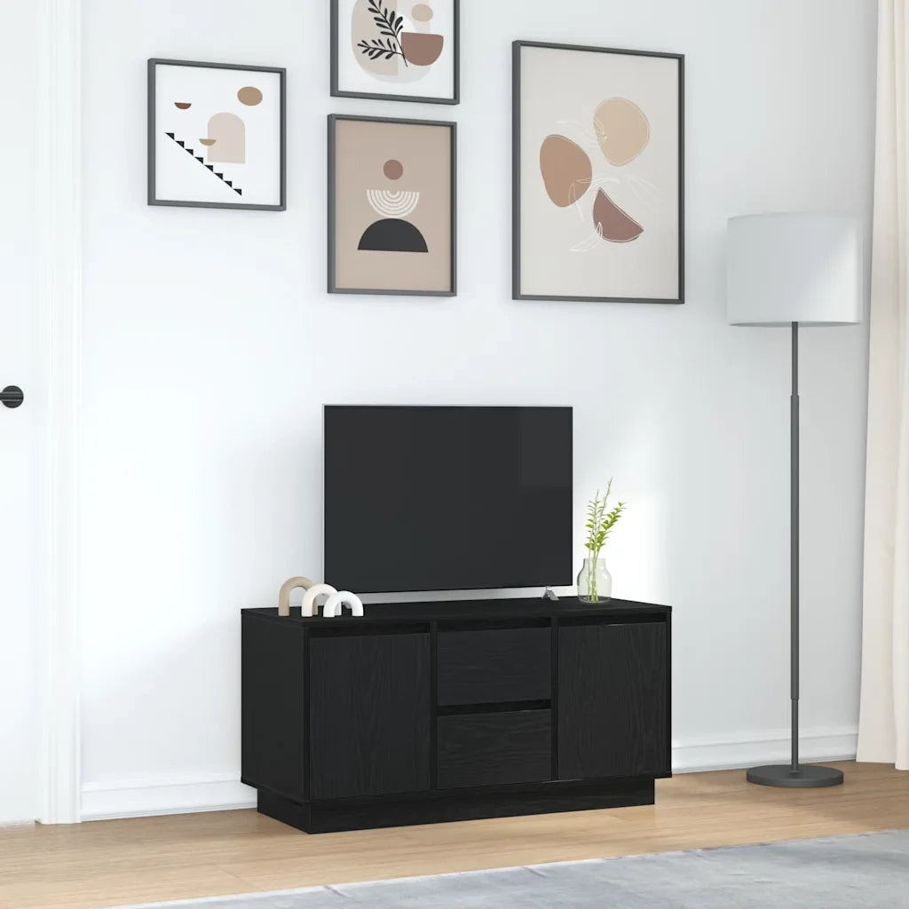 Mobile Porta TV con Luci LED Rovere Nero 100x41x50 cm 861410