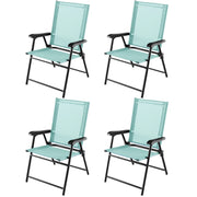 Set di 4 sedie da giardino pieghevoli 65 x 60 x 93 cm comfort ergonomico design moderno metallo verde 20_0012582
