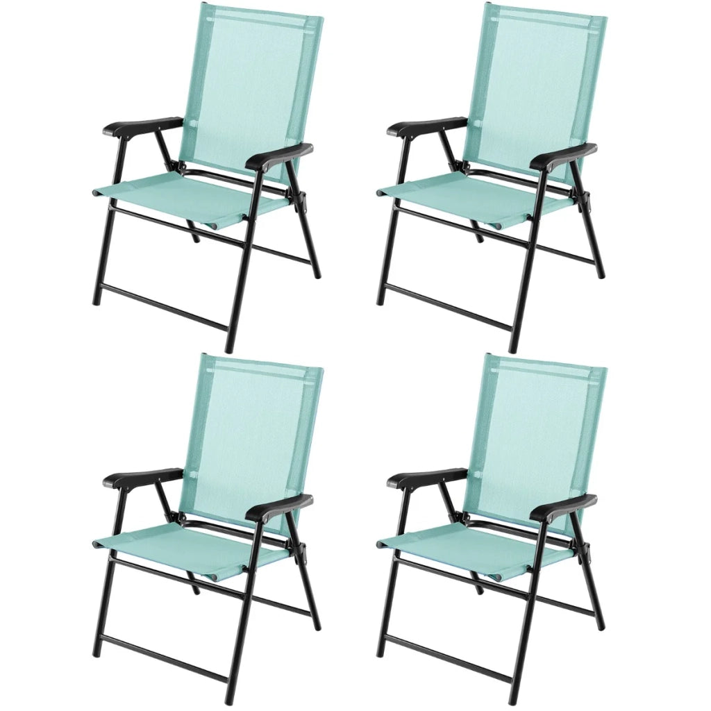 Set di 4 sedie da giardino pieghevoli 65 x 60 x 93 cm comfort ergonomico design moderno metallo verde 20_0012582