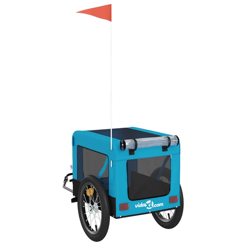 Rimorchio da Bici per Animali Blu e Nero Oxford e Ferro 93918