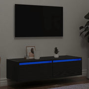 Mobile Porta TV con Luci LED Rovere Nero 100X35,5x25 cm 860239