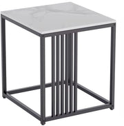 Tavolo da Notte in Stile Moderno - Laminato in Pietra Naturale - Struttura in Metallo - Compacto e Stiloso per Camera da Letto e Salotto