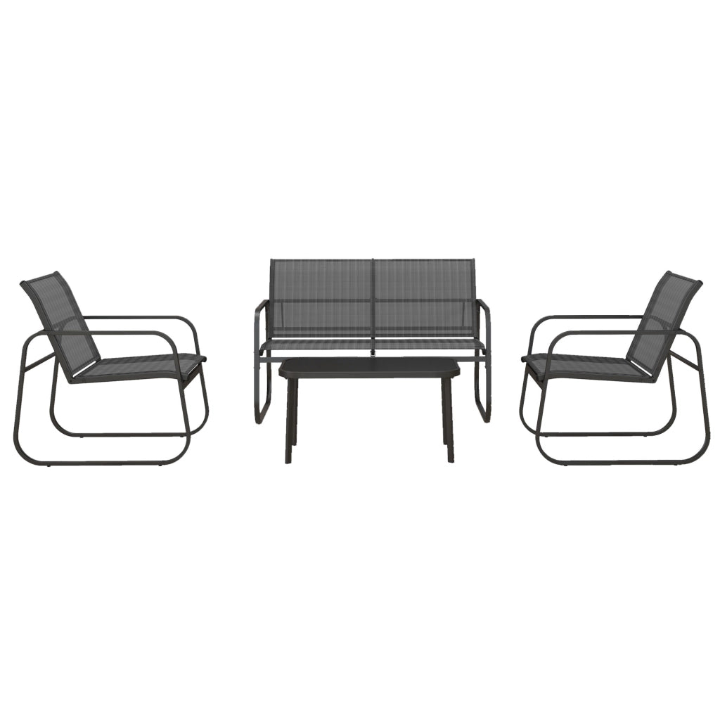 Set giardino 4 pezzi ¨C zephmum ¨C divano 2 posti, sedie, tavolo, tessuto, metallo, nero