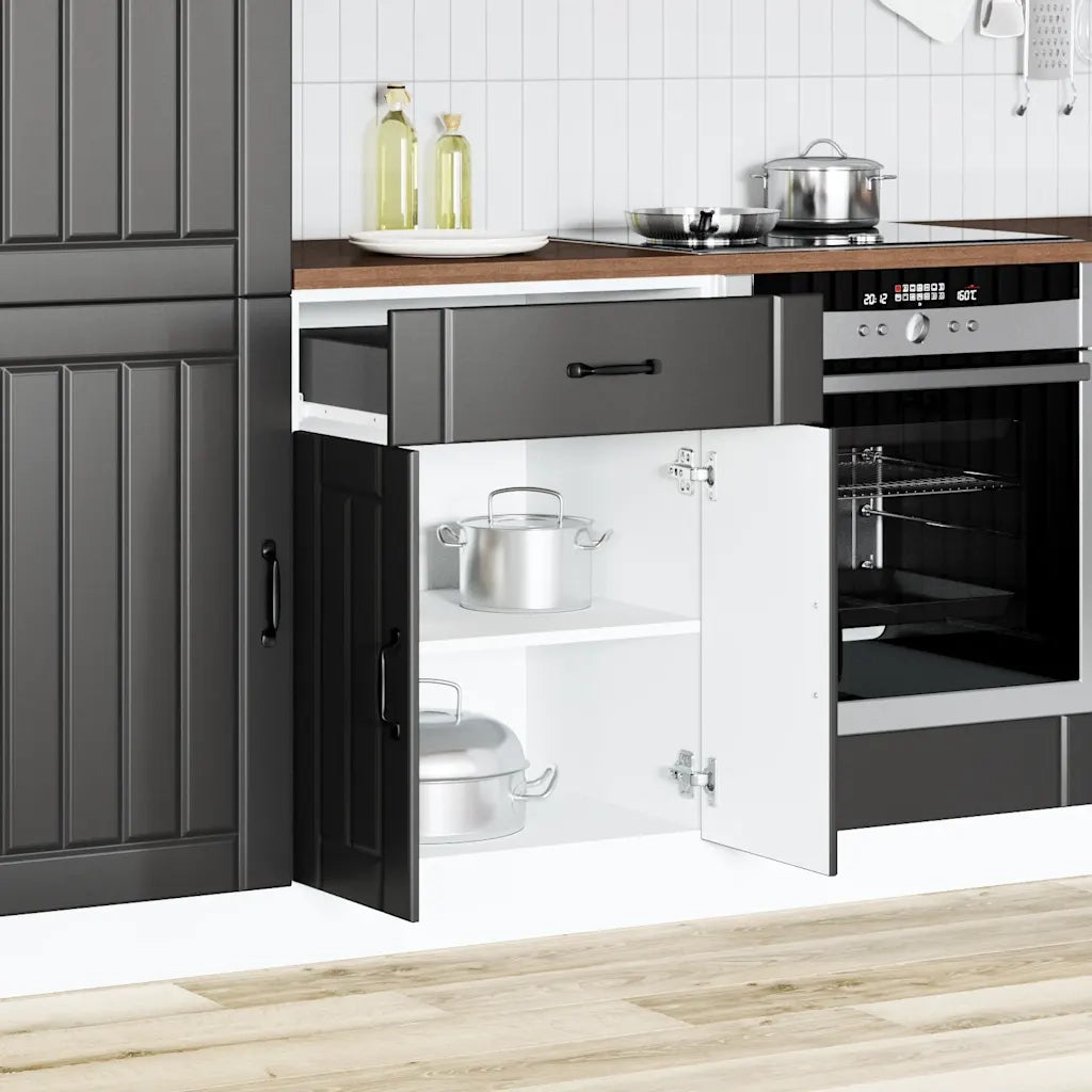 Base da Cucina Lucca Nero in Legno Multistrato 853728