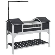 Casa per tartarughe terrestri da esterno recinto tartarughe 2 tane supporto della lampada regolabile legno massello 122 x 56,5 x 93 cm grigio