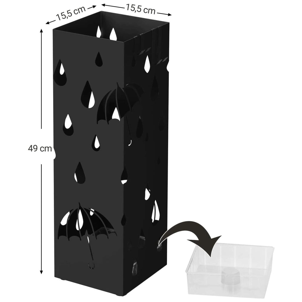 Portaombrelli Valora LUC49B in metallo nero dal design moderno per l'ingresso