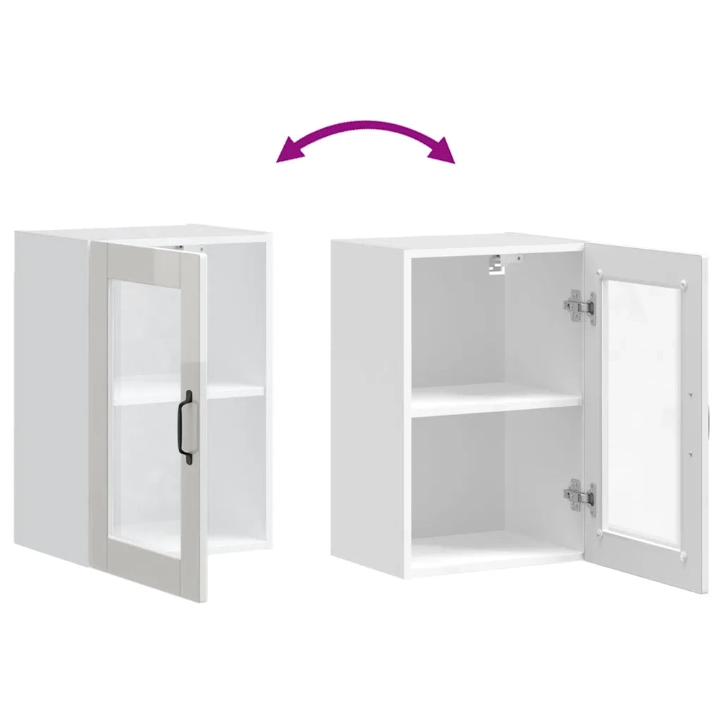 Pensile da Cucina con Porta in Vetro Porto Bianco Lucido 854009