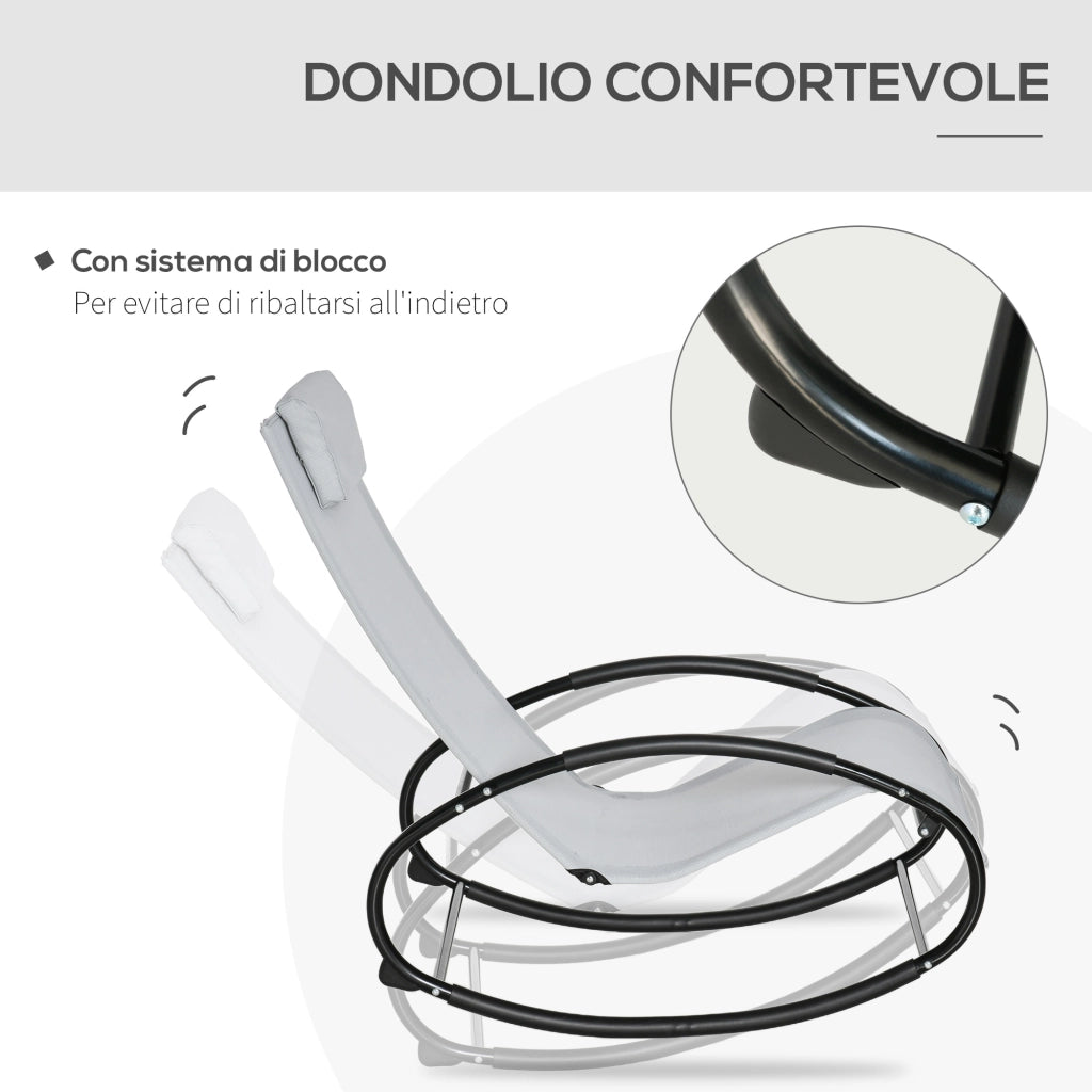 EasyComfort Sedia a Dondolo da Giardino Zero Gravity, Sdraio da Giardino Ergonomica con Cuscino e Tessuto Traspirante per Interno ed Esterno, 105x62x88 cm, Grigia