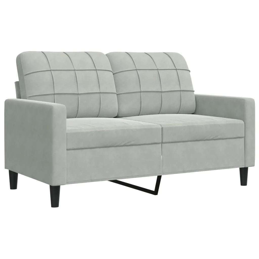 vidaXL Set di Divani 2 pz con Cuscini e Rinforzi Grigio Chiaro Velluto