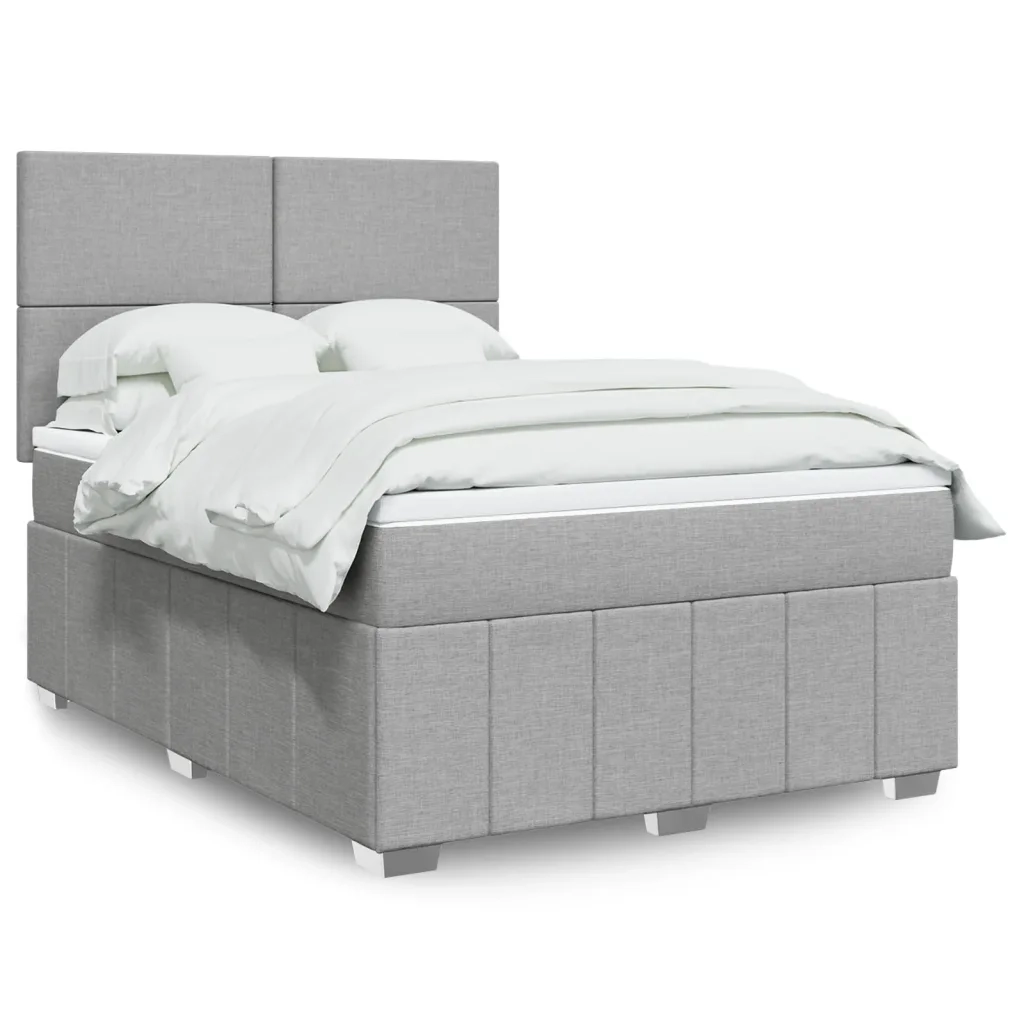 Giroletto a Molle con Materasso Grigio Chiaro 140x200cm Tessuto