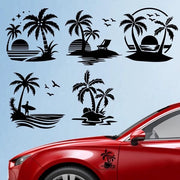 Decalcomanie Kokosnoot - 5 pezzi - Vinile - Decorazione auto - Scena da spiaggia - Oceano/Tramonto - 15,5 x 14,8 cm - Decorazione auto