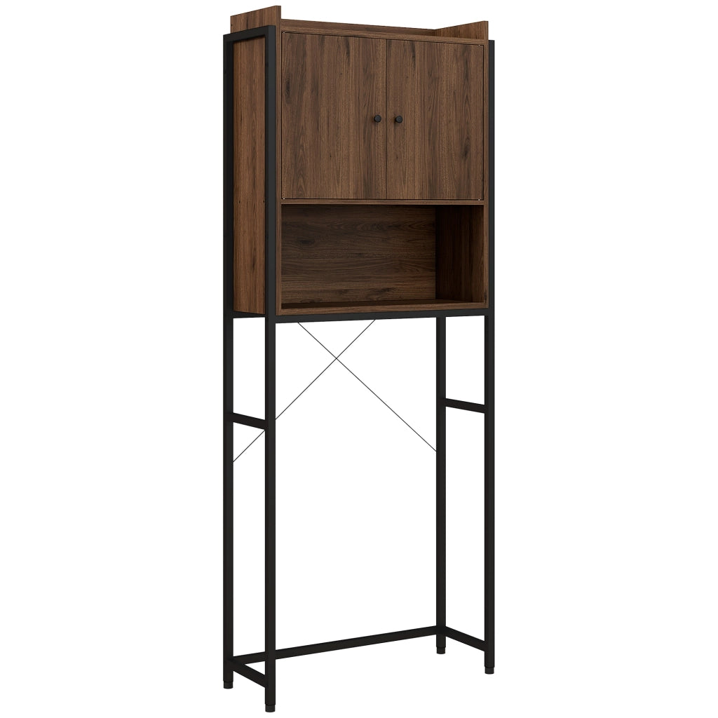 Mobile Bagno Armadietto Ante Niche ¨C Zephmum ¨C 68x25.5x172.5 cm Marrone Nero