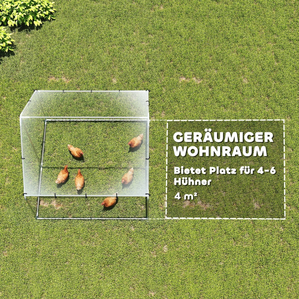 Pollame Voliera in Acciaio Zincato con Copertura UV e Porta Bloccabile ¨C Zephmum ¨C 2x2x2 m Grigio