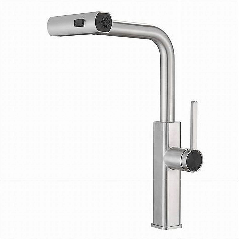 Trade Shop - Rubinetto Cucina Estraibile Erogatore Girevole 2 Getti Cromato Miscelatore 87255 -