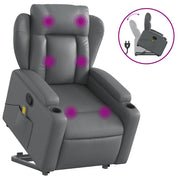 Poltrona | Sedia Relax Alzapersona Reclinabile Massaggio Grigio Similpelle