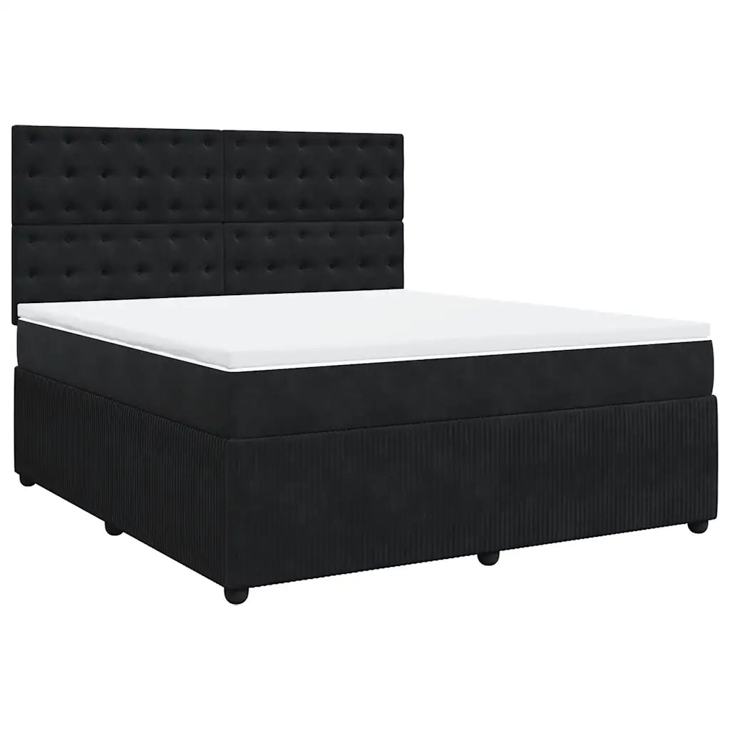 Giroletto a Molle con Materasso Nero 180x200 cm in Velluto 3294720