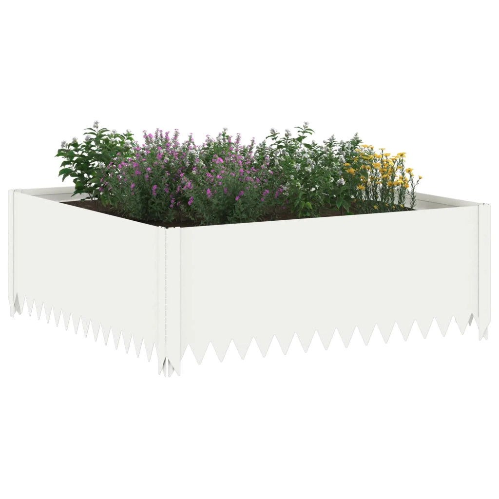 Bordura per Prato 4 pz 100 x 100 x 35 cm Acciaio Bianco 8008976