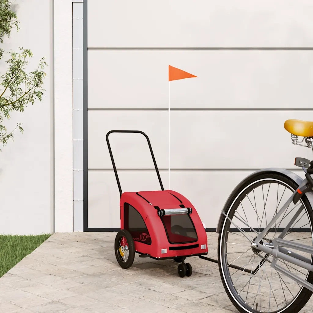 Rimorchio da Bici per Animali Rosso Oxford e Ferro CFW7676707