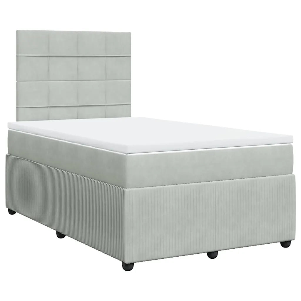 vidaXL Giroletto a Molle con Materasso Grigio Chiaro 120x190cm Velluto
