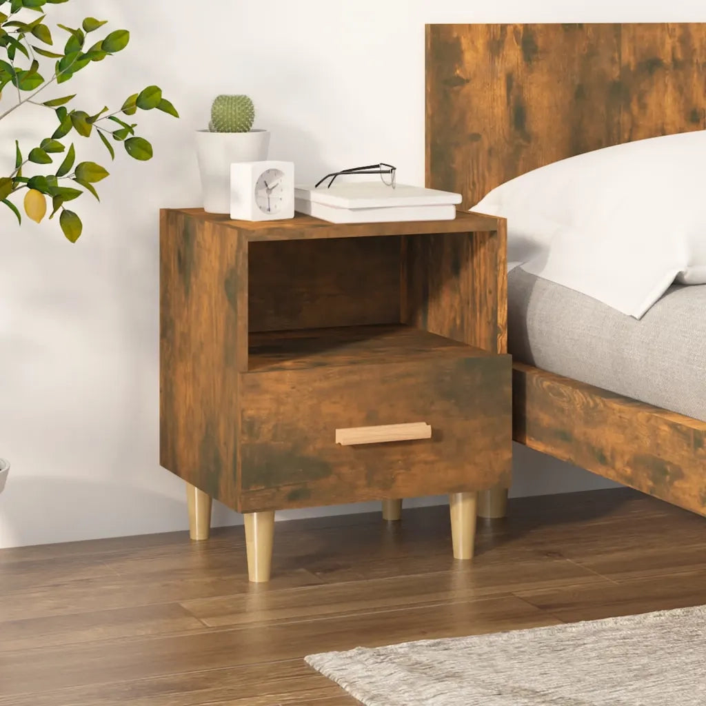 Comodino | Armadio da Notte | Mobiletto da notte Rovere Fumo 40x35x47 cm