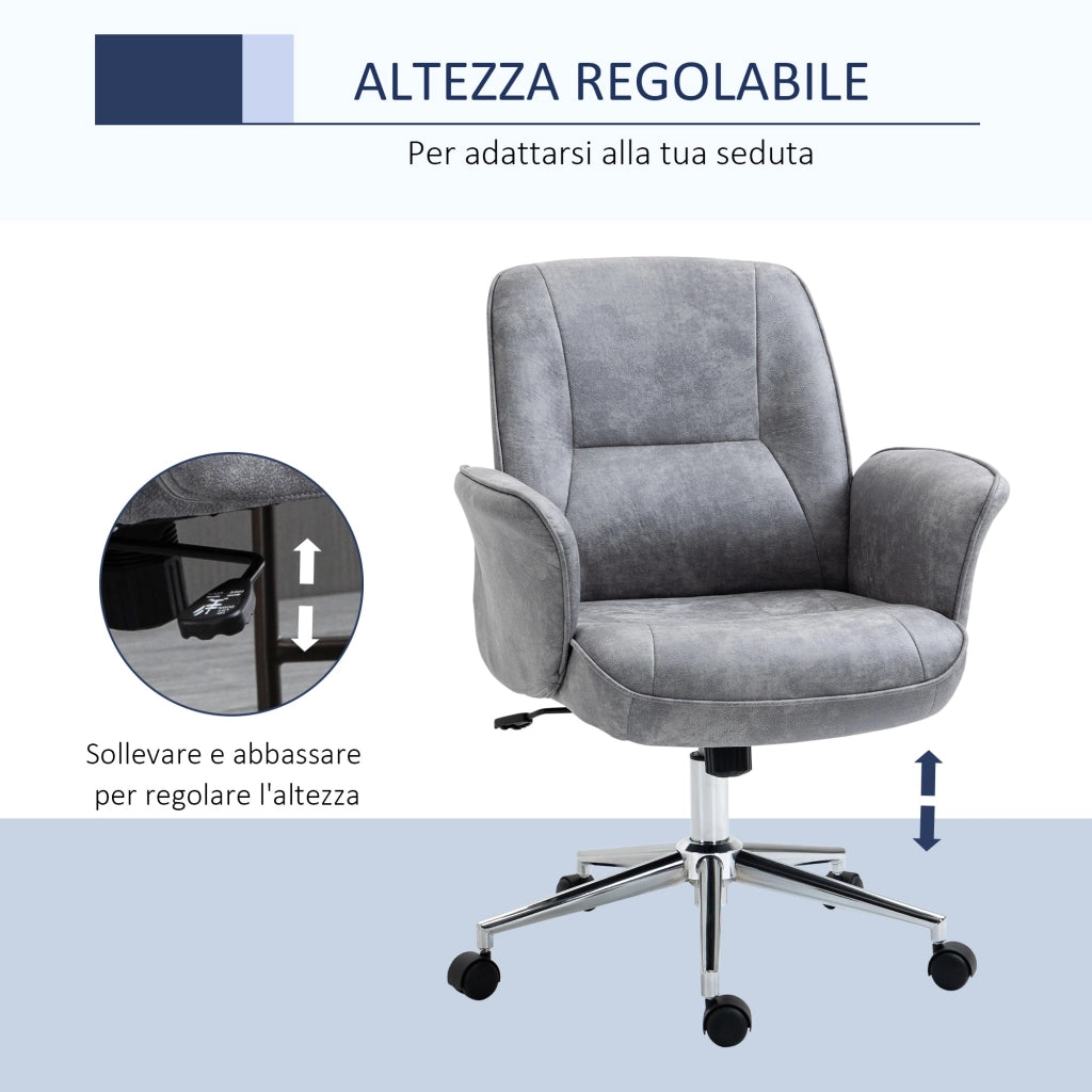 EasyComfort Sedia da Ufficio Ergonomica Altezza Regolabile e Dondolo, Rivestimento in Microfibra, 67x69x92-102cm, Grigio Chiaro