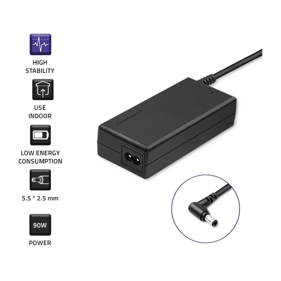 Adattatore di alimentazione Qoltec 50075 per Asus | 90W | 19V | 4.9A | 5.5*2.5 | + cavo di alimentazione
