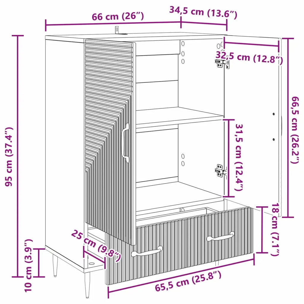 Credenza Grigio Cemento 66 x 34,5 x 95 cm Legno ingegnerizzato