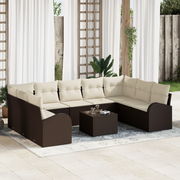 Set Divano da Giardino  9 Pezzi con Cuscini Grigio Polyrattan