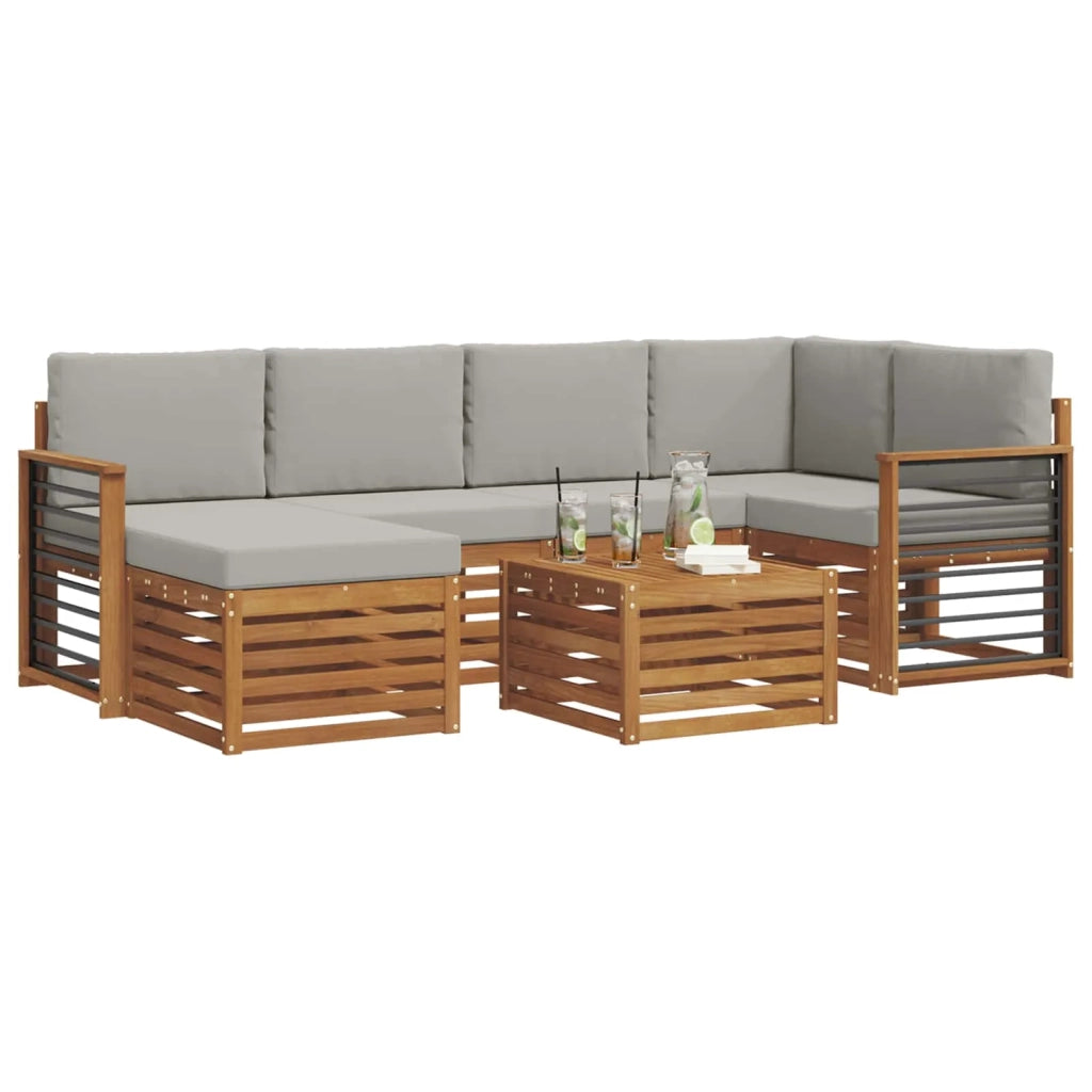 Set divano sezionale con cuscino 7 pcs Grigio Naturale e Chiaro 3375141