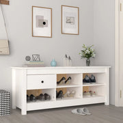 Scarpiera-Scaffale per scarpe Bianca 110x38x45,5 cm in Legno Massello di Pino 474548