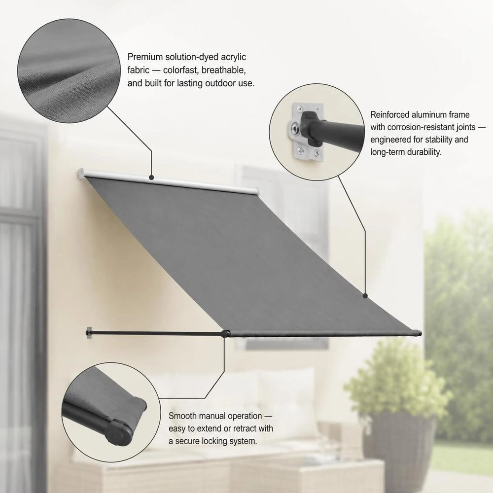 Retractable Awning, Anthracite, 150x150 Cm, Fabric And Steel