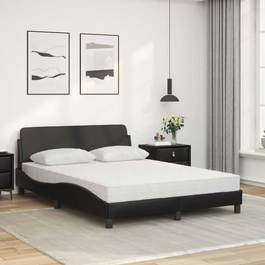 Letto con Materasso Dover Nero 140x200 cm in Similpelle 3208417