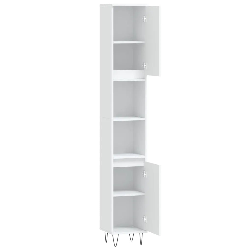Armadietto da Bagno Bianco 30x30x190 cm in Legno Multistrato 831532